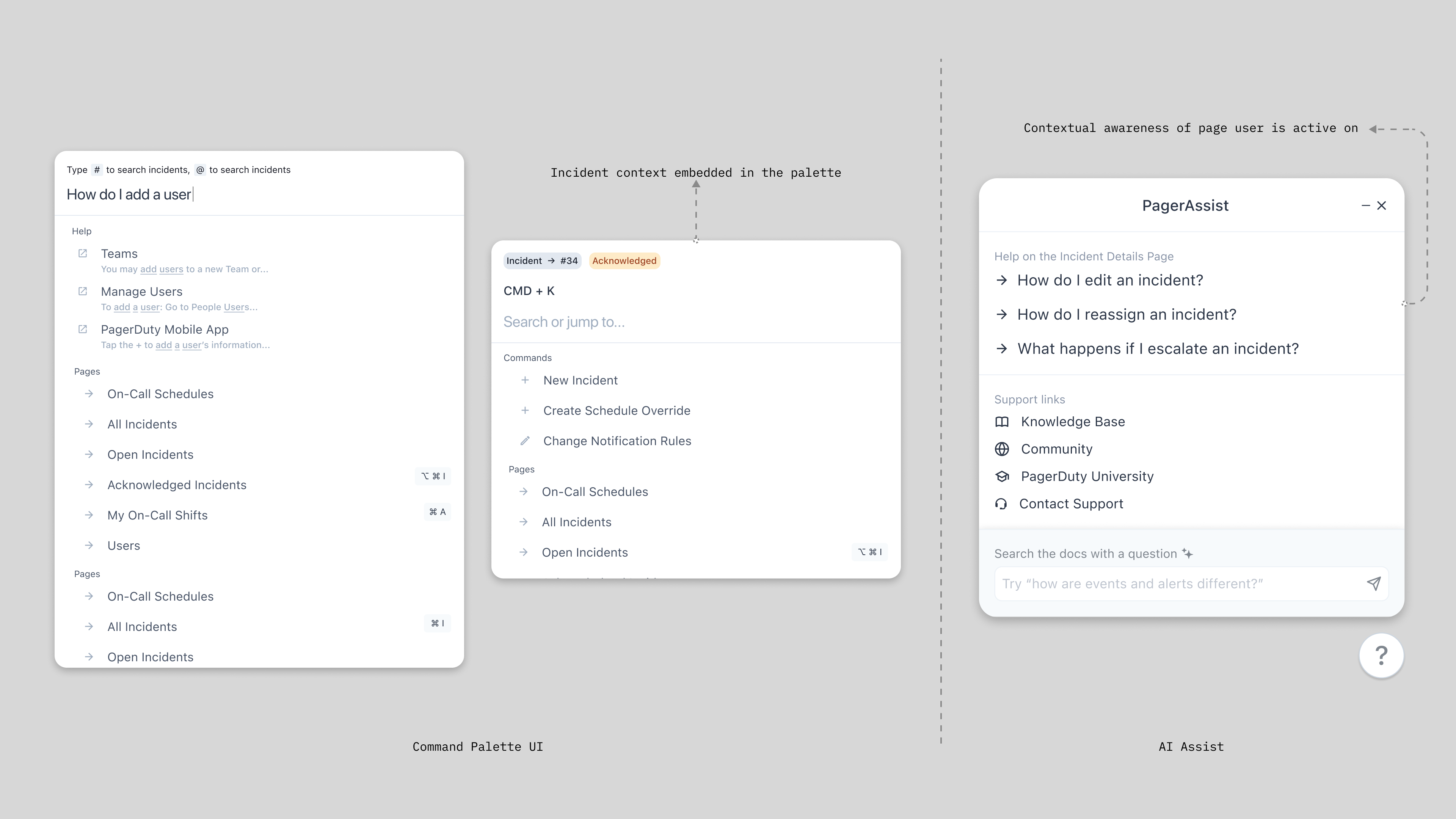 The command palette was originally pitched as a means to respond as quickly as possible to an incident