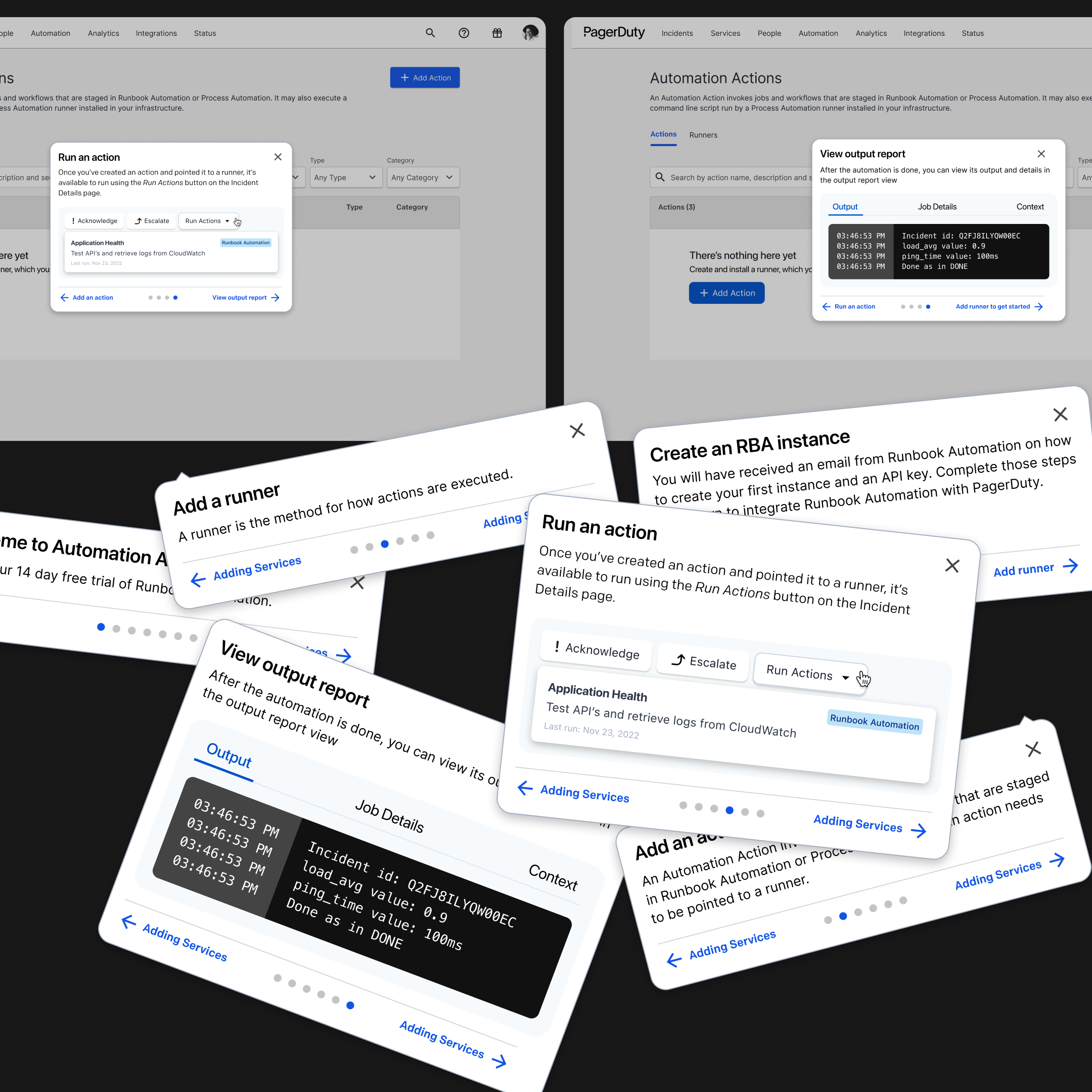 Multi-step onboarding guide walking trial users through the product